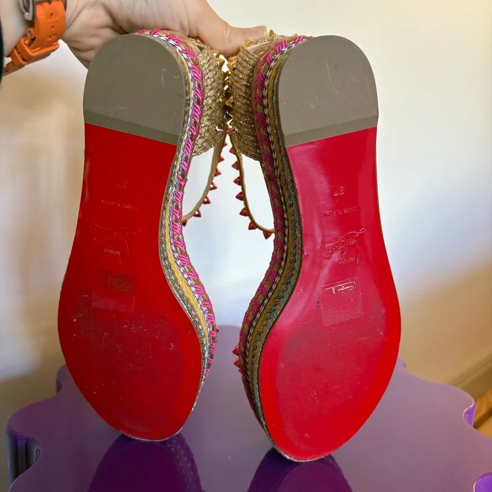 Christian Louboutin Pyraclou 60mm Espadrille Sandal, Authentic, EUC - Picture 3 of 12